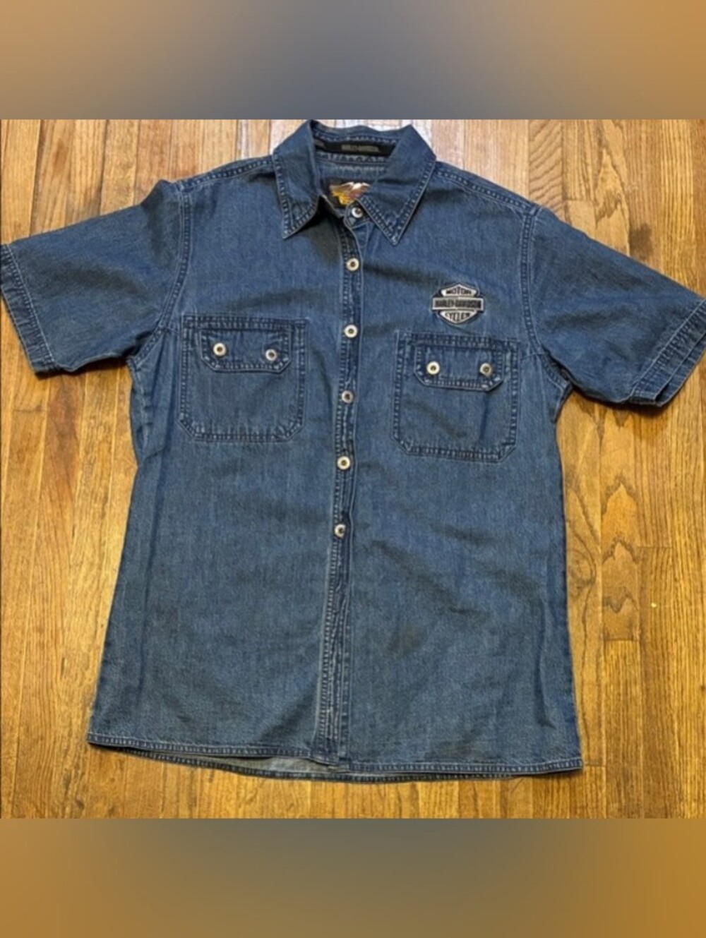 Vintage Harley-Davidson Denim Button Down Shirt Women's Size Medium